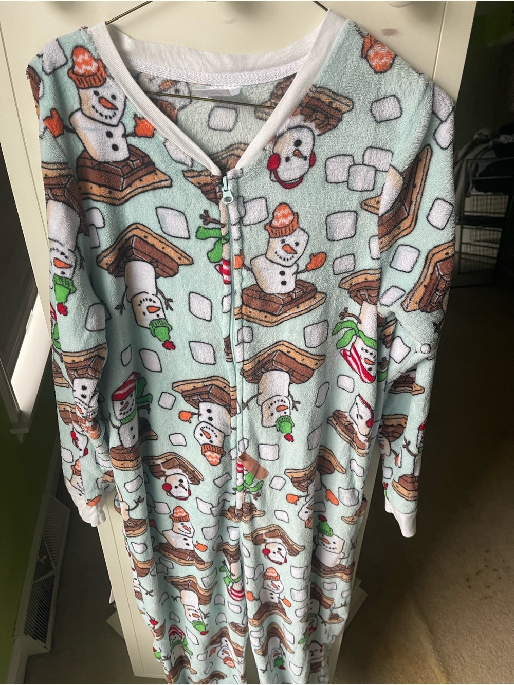 Secret Treasures Light Mint Snowman Fleece Pajama Onesie